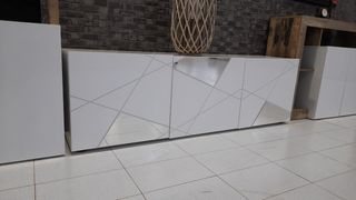MUEBLE DE TV BAJO BLANCO/ CRISTAL