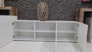 MUEBLE DE TV BAJO BLANCO/ CRISTAL