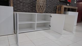 MUEBLE DE TV BAJO BLANCO/ CRISTAL