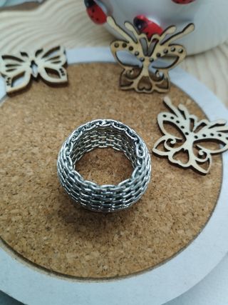 Anillo ancho de Malla tranzada bisuteria