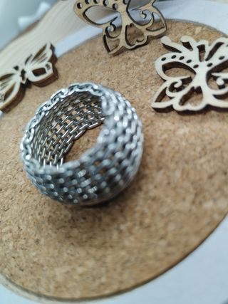 Anillo ancho de Malla tranzada bisuteria