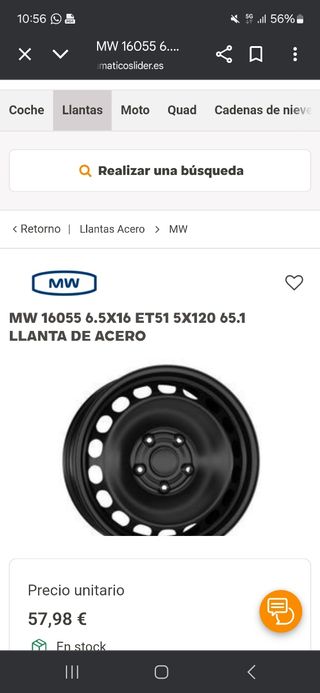 Llantas de Acero 16 Volkswagen T5