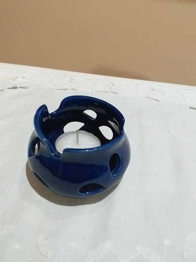 Portavelas cerámica.