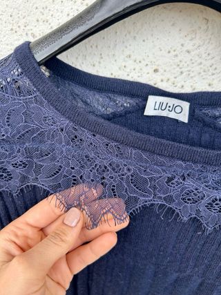 Maglia calda con pizzo blu LiuJo