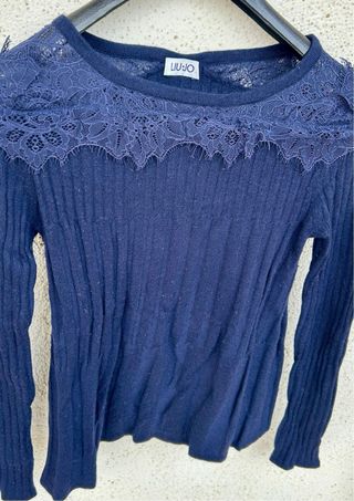 Maglia calda con pizzo blu LiuJo
