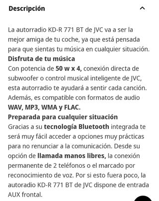 Radio para coche JVC