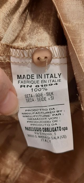 Sottogiacca Nara Camicie color oro seta 100%