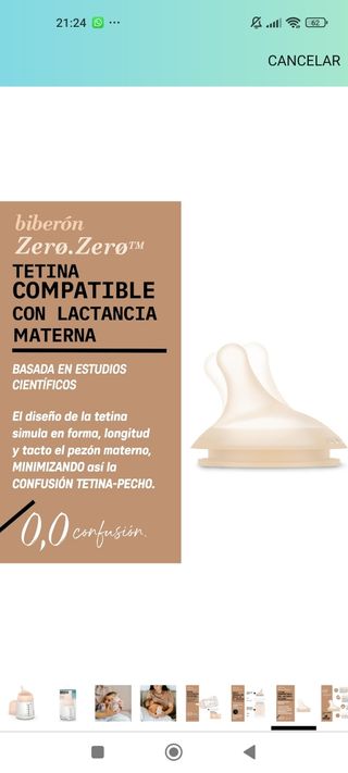 Biberón suavinex zero zero