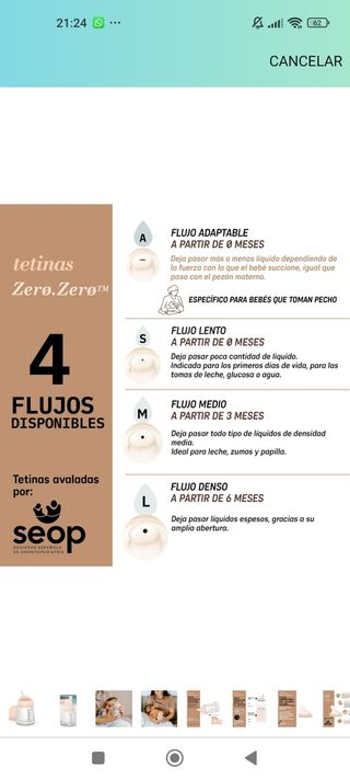 Biberón suavinex zero zero