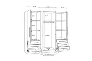 Armario 4 puertas y 6 cajones