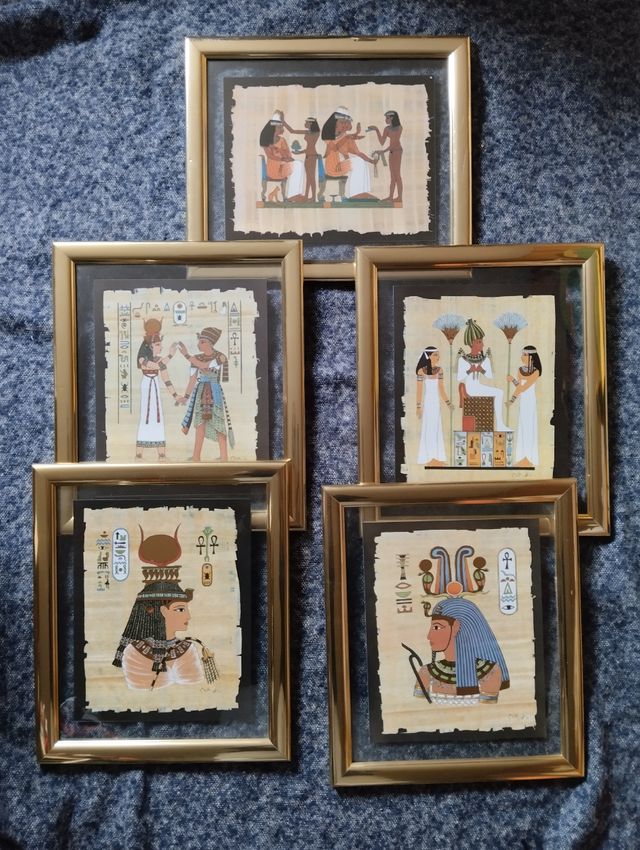 CONJUNTO DE 5 CUADROS ANTIGUO EGIPTO 