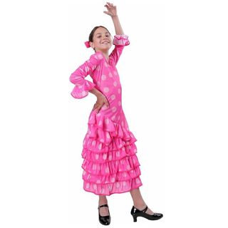 Vestido Flamenca Sevillana Fucsia Niña 3-4 Años