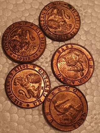 Monedas 1 céntimo 1870 sin circular