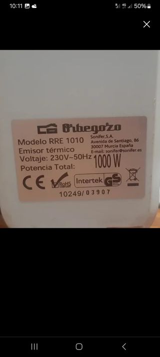 Radiador Orbegozo RRE 1010