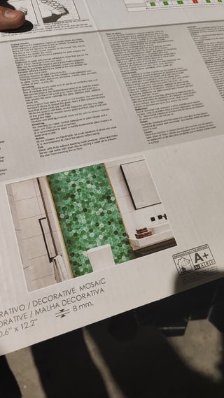 Mosaico decorativo marmol hexágonos malla