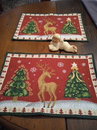 nuove 2 tovagliette gobellin natale natalizie