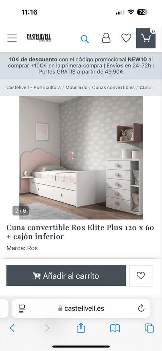 Cuna con cambiador y cama