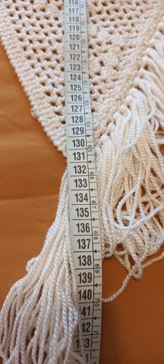 Scialle vintage lana con frange fatto a mano