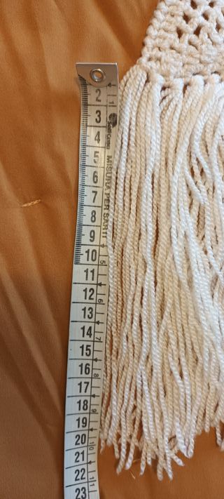 Scialle vintage lana con frange fatto a mano