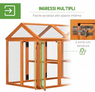 Pollaio per Galline in Legno di Abete, Gabbia per