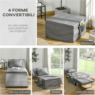 Pouf Letto Pieghevole Multiuso 4 in 1, Brandina Ch