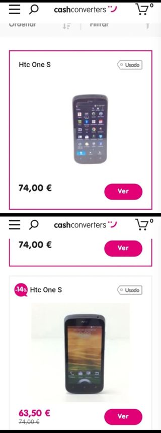 Teléfono HTC ONE S + 5 fundas + cargador coche