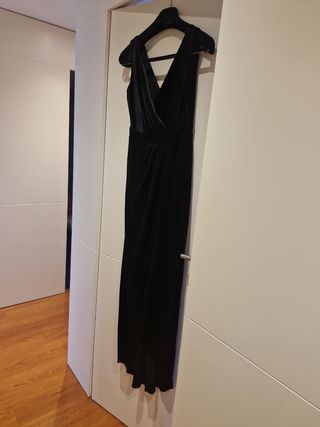 Vestido de fiesta, negro, largo y terciopelo t-M