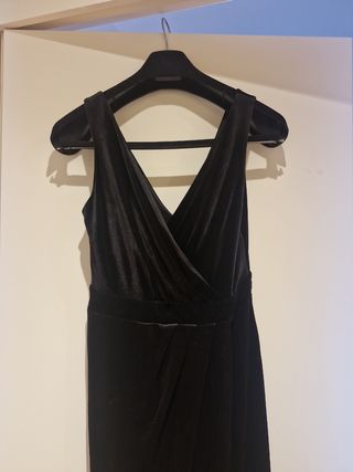 Vestido de fiesta, negro, largo y terciopelo t-M