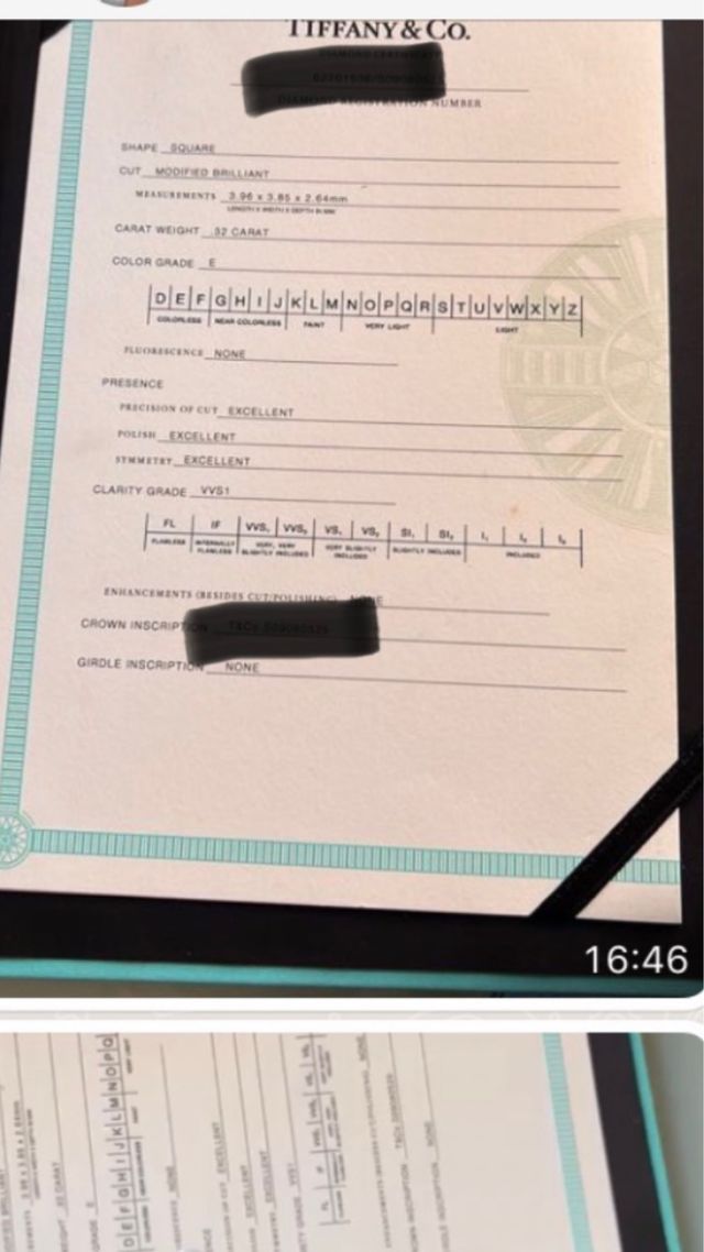 TIFFANY PLATINO DIAMANTE con DOCUMENTACION