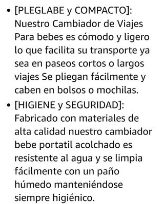 Cambiador bebe portátil impermeable XL