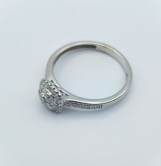 Anillo Oro Blanco 14kt con Diamantes