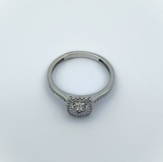 Anillo Oro Blanco 14kt con Diamantes