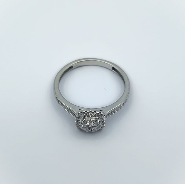 Anillo Oro Blanco 14kt con Diamantes