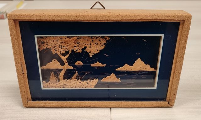 Quadretto con paesaggio rilievo in sughero