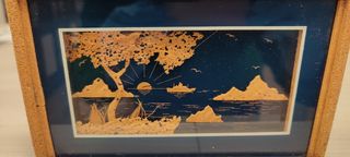 Quadretto con paesaggio rilievo in sughero