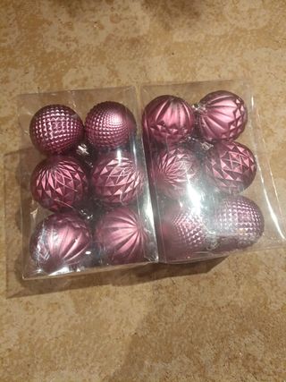 24 BOLAS NUEVAS DE NAVIDAD ÁRBOL ROSA