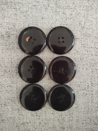 Conjunto 6 botones negros vintage