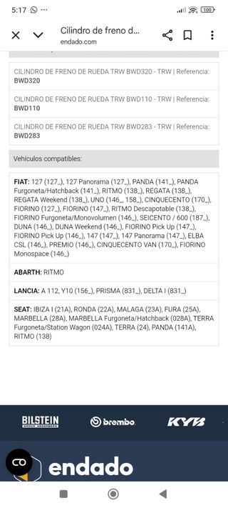 Cilindro freno A12345 Brembo