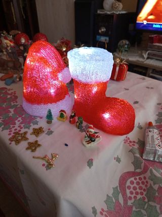 Bota y gorro navidad luminoso 