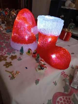 Bota y gorro navidad luminoso 