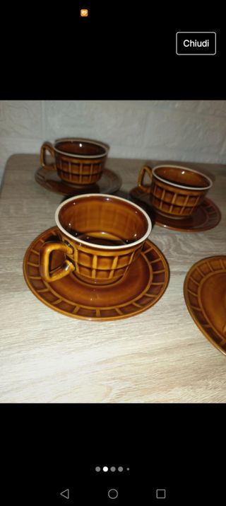 Set 4 tazze cappuccio vintage e 1 zuccheriera con 