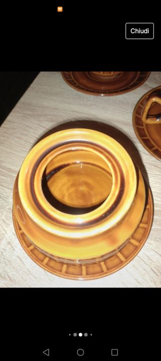 Set 4 tazze cappuccio vintage e 1 zuccheriera con 