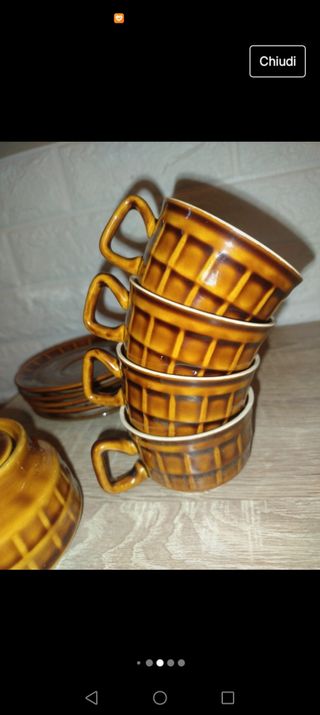 Set 4 tazze cappuccio vintage e 1 zuccheriera con 