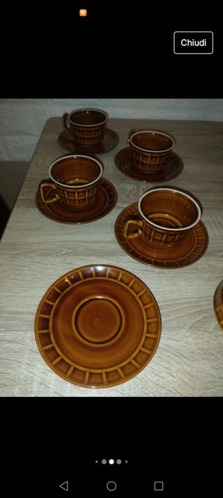 Set 4 tazze cappuccio vintage e 1 zuccheriera con 