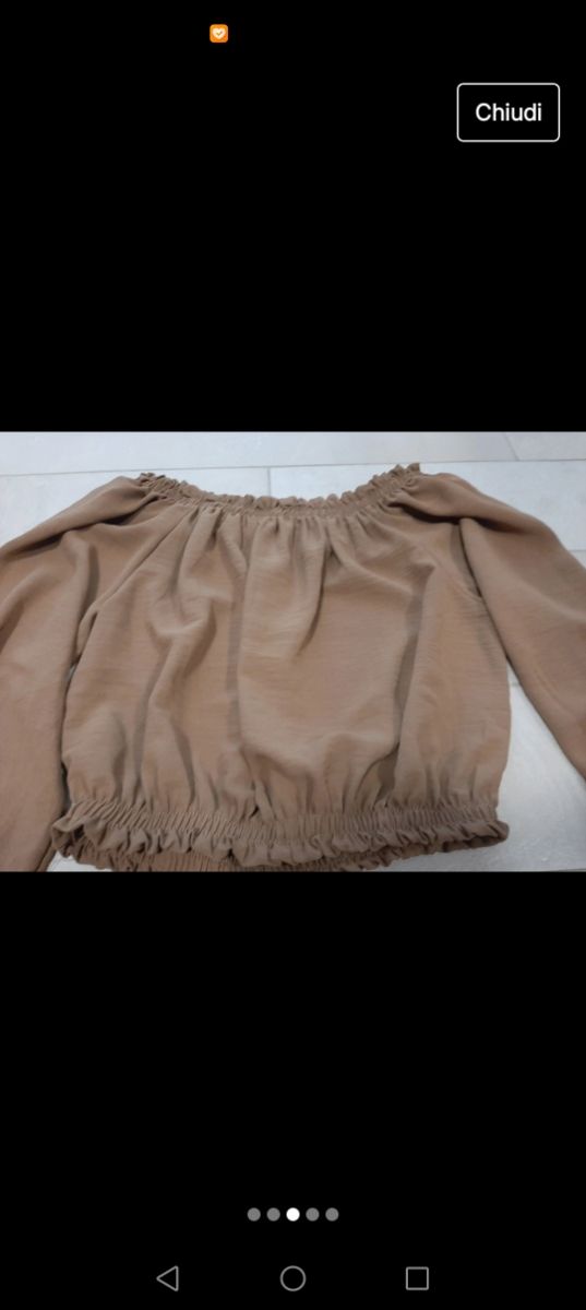 Maglietta a maniche lunghe beige corta