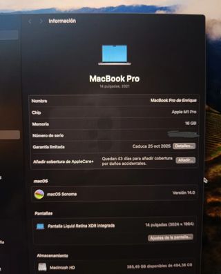 MacBook Pro M1 Pro 16gb 512gb
