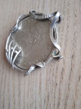 Broche plata+Moneda Plata Alfonso XII 1975*75