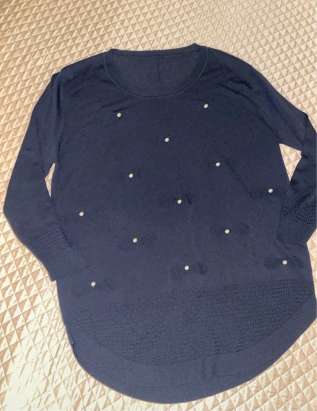 Maglia donna nera con perle tg. S/M nuova