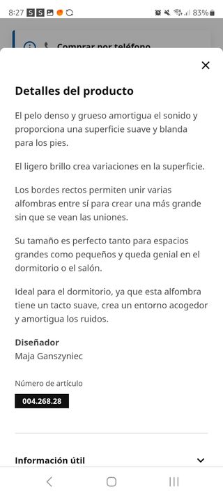 Alfombra gris STOENSE ikea.