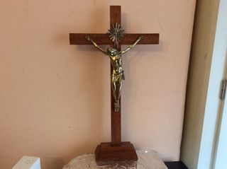 Crucifijo de madera con Cristo de bronce 57cm alt.